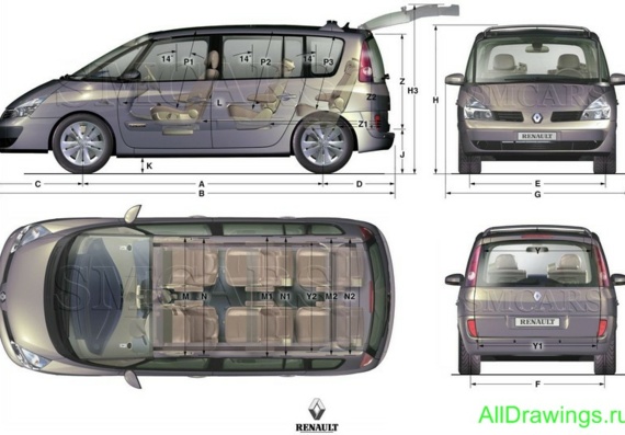 Renault Espace (2002) (Renault of Espace (2002)) are drawings of the car